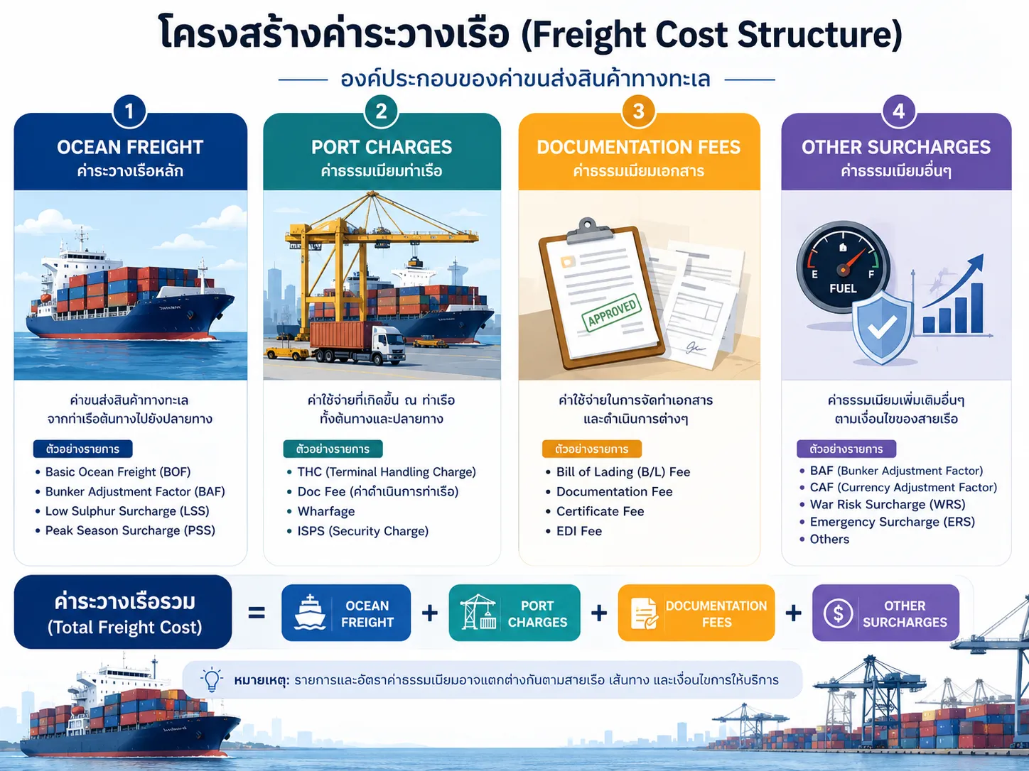 โครงสร้างค่าระวางเรือ Ocean Freight Rate ประกอบด้วยอะไรบ้าง