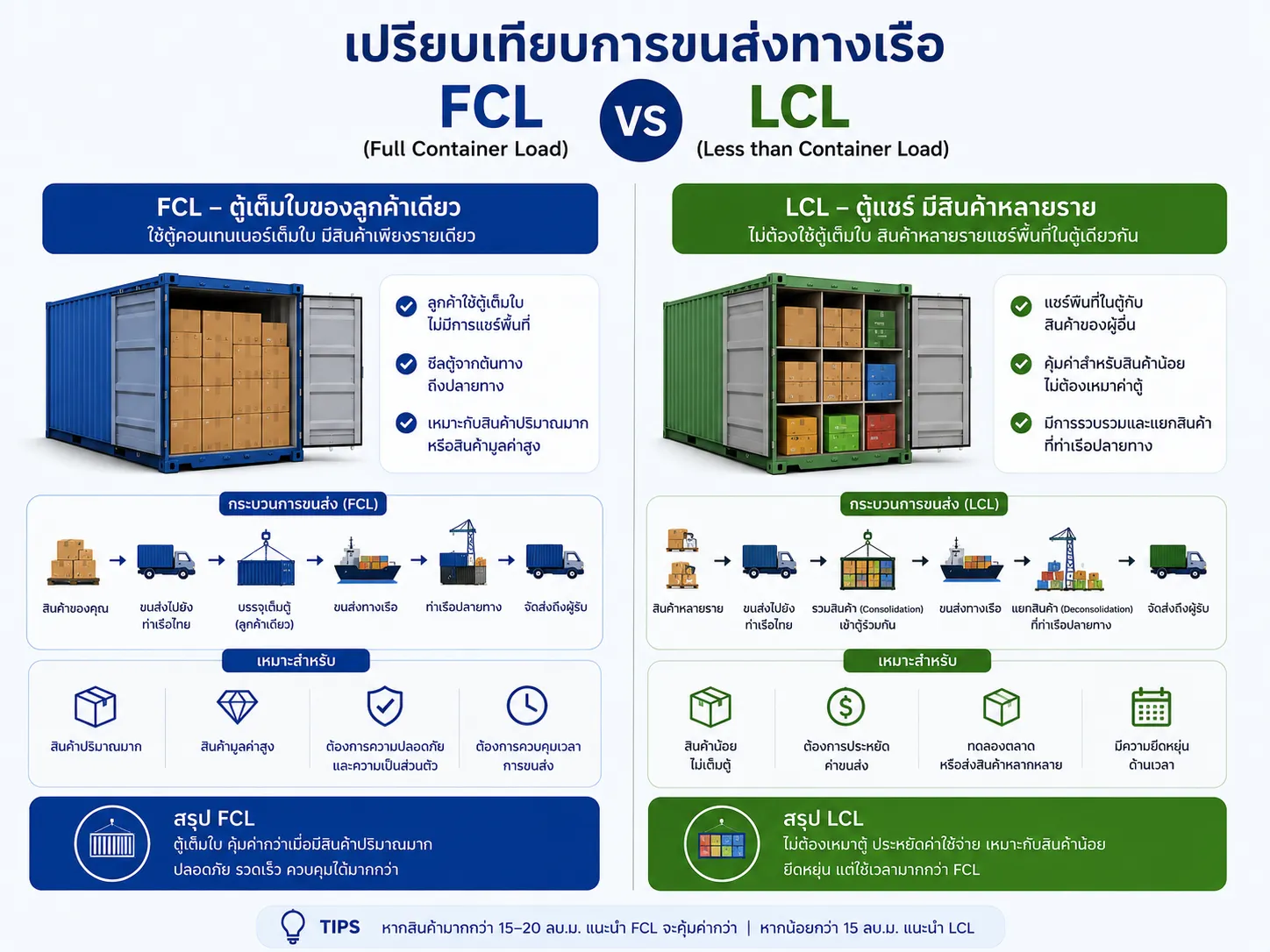 เปรียบเทียบ FCL และ LCL การขนส่งทางทะเล Sea Freight